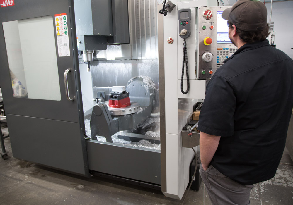 Machine shop with vertical machining centers and equipment